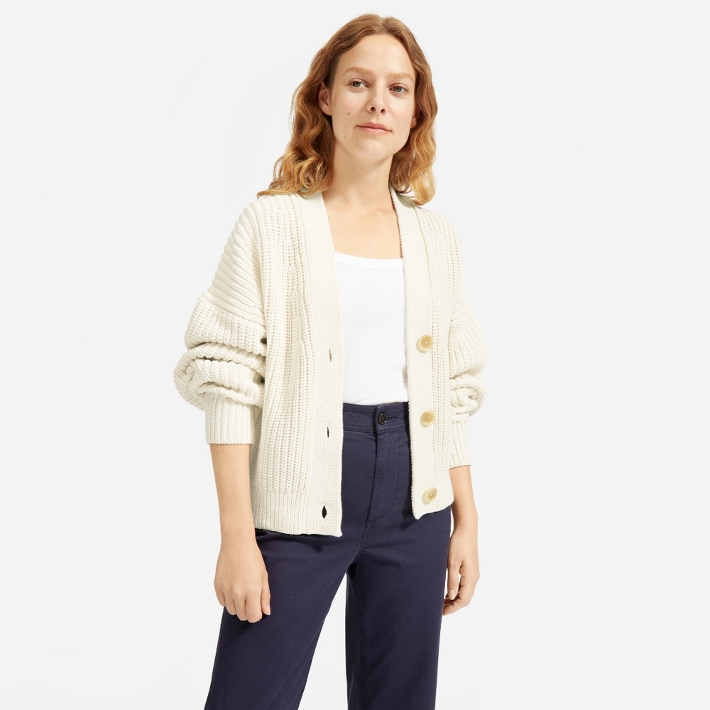 Everlane Texture Cotton Crop Cardigan Sweater